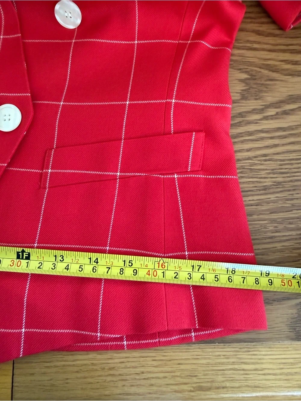 Like New Kasper ASL Red & White Window Pane Short Sleeve Jacket w White Skirt - Picture 11 of 16